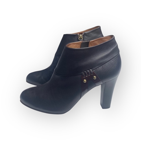 new Banfi Zambrelli ❁ Meadow Heeled Ankle Bootie Boots ❁ Black Leather 39 8.5 9 - Picture 6 of 16